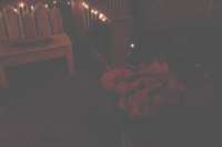 Shelby's blockade.  She can't get onto the smaller deck.  That is the Pete's territory.  I had to lighten this picture.  It's not the best.