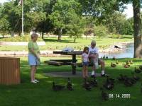 Feeding the ducks.  Harley told dad that she was having "the time of her life".  