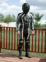 Full suit and helmet.
